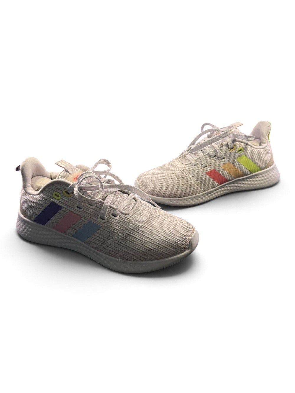 adidas GY8797 White Rainbow 3-Stripes Knit Sneakers Women’s Size 8